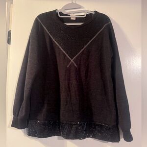 EUC HoneyMe Black Sequin Hem Sweater